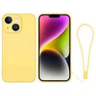 For iPhone 14 Silicone Phone Case with Wrist Strap(Yellow) - 1