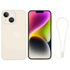 For iPhone 14 Silicone Phone Case with Wrist Strap(White) - 1