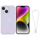 For iPhone 14 Plus Silicone Phone Case with Wrist Strap(Light Purple) - 1