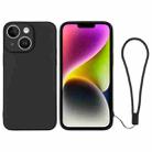 For iPhone 14 Plus Silicone Phone Case with Wrist Strap(Black) - 1