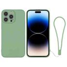 For iPhone 14 Pro Silicone Phone Case with Wrist Strap(Matcha Green) - 1