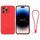 For iPhone 14 Pro Max Silicone Phone Case with Wrist Strap(Red) - 1