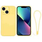 For iPhone 13 mini Silicone Phone Case with Wrist Strap(Yellow) - 1