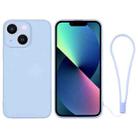 For iPhone 13 mini Silicone Phone Case with Wrist Strap(Light Blue) - 1
