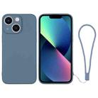 For iPhone 13 mini Silicone Phone Case with Wrist Strap(Grey Blue) - 1