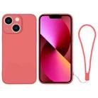 For iPhone 13 Silicone Phone Case with Wrist Strap(Orange Red) - 1