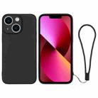 For iPhone 13 Silicone Phone Case with Wrist Strap(Black) - 1