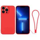 For iPhone 13 Pro Silicone Phone Case with Wrist Strap(Red) - 1