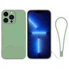 For iPhone 13 Pro Silicone Phone Case with Wrist Strap(Matcha Green) - 1