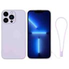 For iPhone 13 Pro Silicone Phone Case with Wrist Strap(Light Purple) - 1