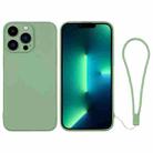 For iPhone 13 Pro Max Silicone Phone Case with Wrist Strap(Matcha Green) - 1