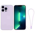 For iPhone 13 Pro Max Silicone Phone Case with Wrist Strap(Light Purple) - 1