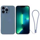 For iPhone 13 Pro Max Silicone Phone Case with Wrist Strap(Grey Blue) - 1