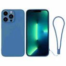 For iPhone 13 Pro Max Silicone Phone Case with Wrist Strap(Blue) - 1