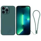 For iPhone 13 Pro Max Silicone Phone Case with Wrist Strap(Deep Green) - 1