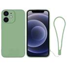 For iPhone 12 mini Silicone Phone Case with Wrist Strap(Matcha Green) - 1