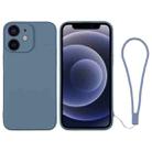 For iPhone 12 mini Silicone Phone Case with Wrist Strap(Grey Blue) - 1