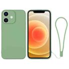 For iPhone 12 Silicone Phone Case with Wrist Strap(Matcha Green) - 1