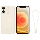 For iPhone 12 Silicone Phone Case with Wrist Strap(White) - 1