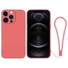 For iPhone 12 Pro Silicone Phone Case with Wrist Strap(Orange Red) - 1