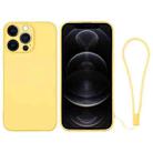 For iPhone 12 Pro Silicone Phone Case with Wrist Strap(Yellow) - 1