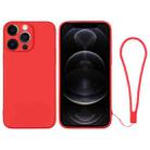 For iPhone 12 Pro Silicone Phone Case with Wrist Strap(Red) - 1