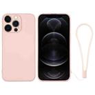 For iPhone 12 Pro Silicone Phone Case with Wrist Strap(Pink) - 1