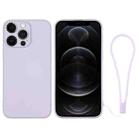 For iPhone 12 Pro Silicone Phone Case with Wrist Strap(Light Purple) - 1