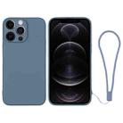 For iPhone 12 Pro Silicone Phone Case with Wrist Strap(Grey Blue) - 1