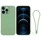 For iPhone 12 Pro Max Silicone Phone Case with Wrist Strap(Matcha Green) - 1