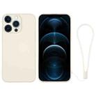 For iPhone 12 Pro Max Silicone Phone Case with Wrist Strap(White) - 1