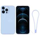 For iPhone 12 Pro Max Silicone Phone Case with Wrist Strap(Light Blue) - 1