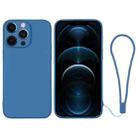 For iPhone 12 Pro Max Silicone Phone Case with Wrist Strap(Blue) - 1