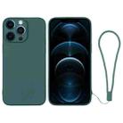 For iPhone 12 Pro Max Silicone Phone Case with Wrist Strap(Deep Green) - 1
