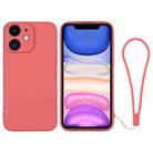 For iPhone 11 Silicone Phone Case with Wrist Strap(Orange Red) - 1