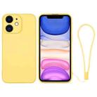 For iPhone 11 Silicone Phone Case with Wrist Strap(Yellow) - 1