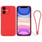 For iPhone 11 Silicone Phone Case with Wrist Strap(Red) - 1