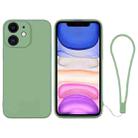 For iPhone 11 Silicone Phone Case with Wrist Strap(Matcha Green) - 1