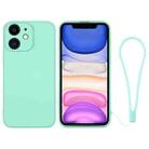 For iPhone 11 Silicone Phone Case with Wrist Strap(Mint Green) - 1