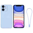 For iPhone 11 Silicone Phone Case with Wrist Strap(Light Blue) - 1