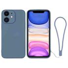 For iPhone 11 Silicone Phone Case with Wrist Strap(Grey Blue) - 1