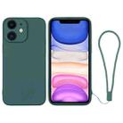 For iPhone 11 Silicone Phone Case with Wrist Strap(Deep Green) - 1