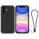 For iPhone 11 Silicone Phone Case with Wrist Strap(Black) - 1