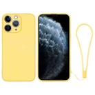 For iPhone 11 Pro Silicone Phone Case with Wrist Strap(Yellow) - 1