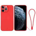 For iPhone 11 Pro Silicone Phone Case with Wrist Strap(Red) - 1