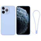 For iPhone 11 Pro Silicone Phone Case with Wrist Strap(Light Blue) - 1