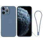 For iPhone 11 Pro Silicone Phone Case with Wrist Strap(Grey Blue) - 1