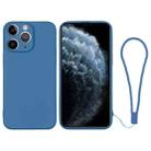 For iPhone 11 Pro Silicone Phone Case with Wrist Strap(Blue) - 1