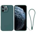 For iPhone 11 Pro Silicone Phone Case with Wrist Strap(Deep Green) - 1