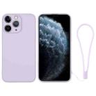 For iPhone 11 Pro Max Silicone Phone Case with Wrist Strap(Light Purple) - 1